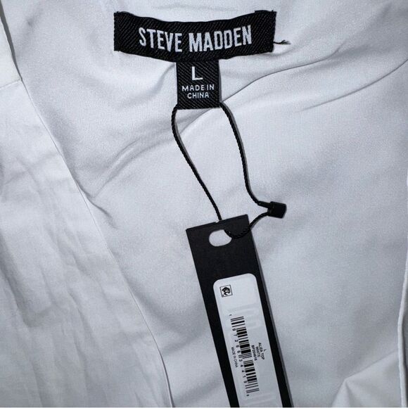 NWT Steve Madden Solid White Tie-Front Sleeveless Camisole V Neck Cotton size L - Picture 3 of 11